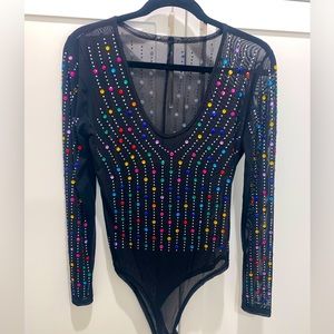 Sheer bejeweled bodysuit BRAND NEW